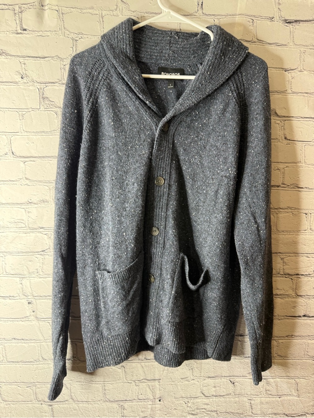 Bonobos Men's Charcoal Shawl Collar Button Cardigan Sweater